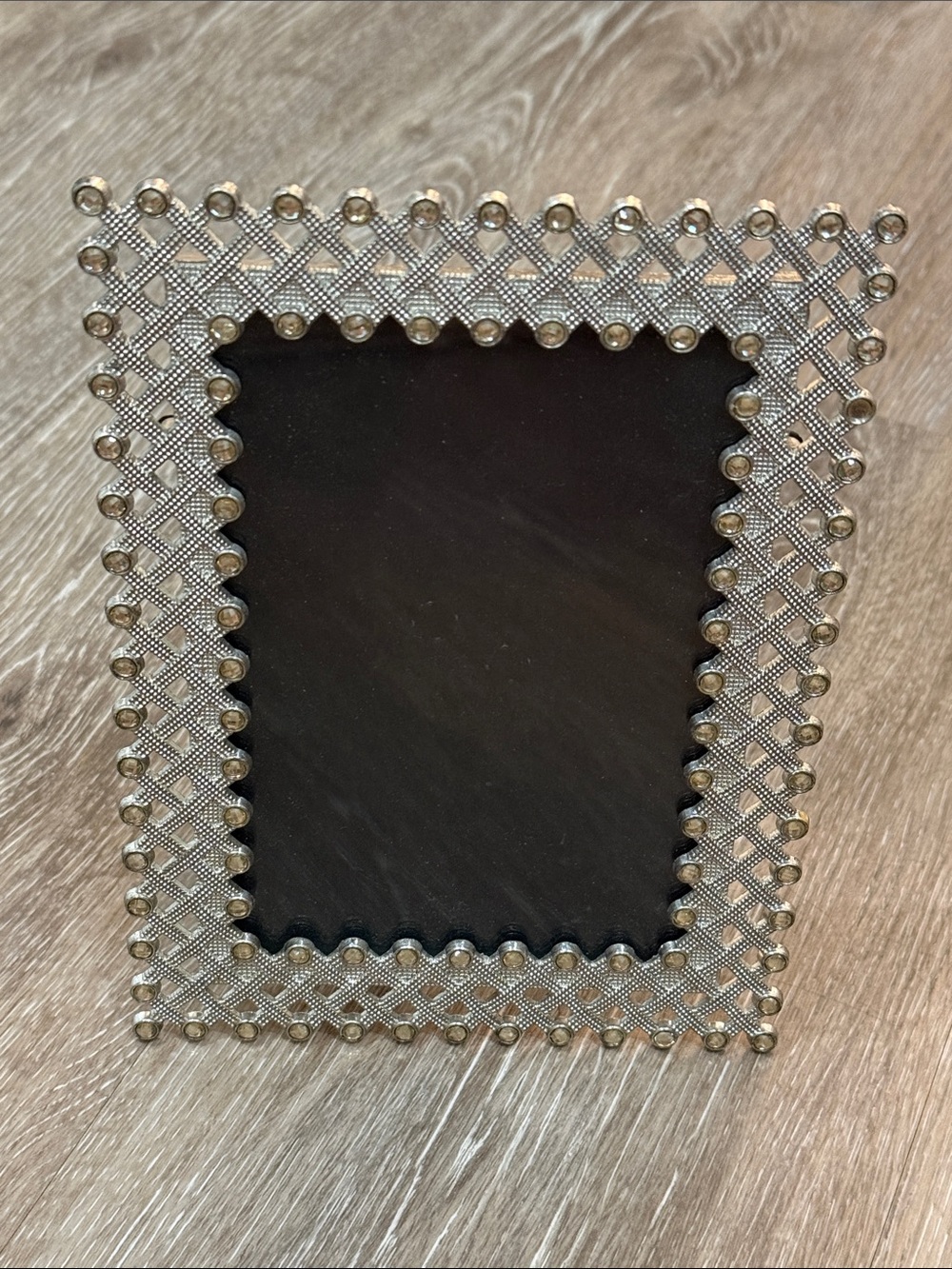 Vintage 2013 Parisian Home Silver Beaded Metal Picture Frame 5x7 Lattice